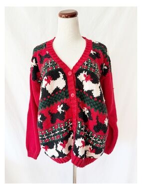 Vintage Scotty Dog Knit Cardigan Sweater